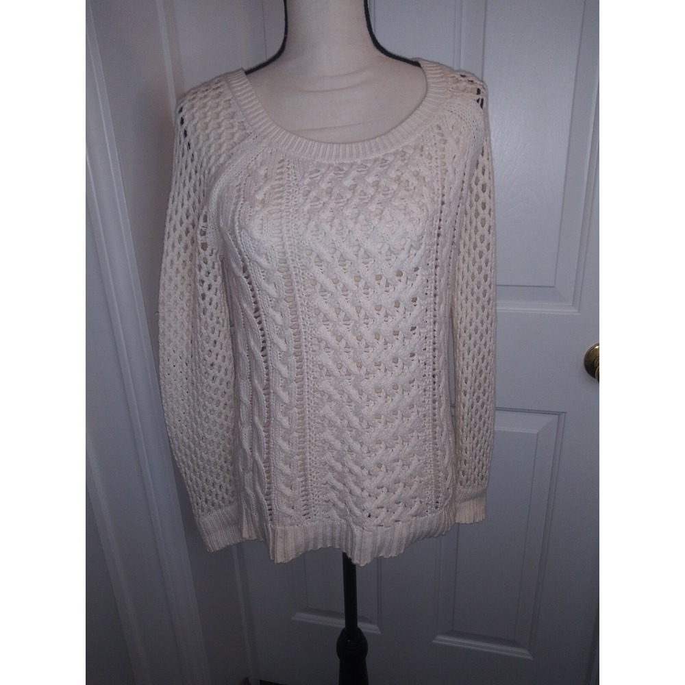 American Eagle Cable Knit Pullover‎ Sweater Womens SmallP Long Sleeve Basket We